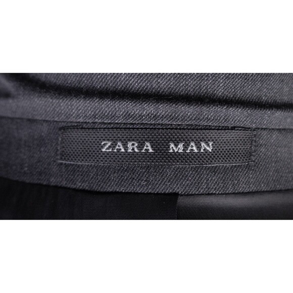 Zara Bazer Mens Sz 36 Solid Gray 2 Button Sport Coat Jacket Blazer Wool Blend - Picture 13 of 14